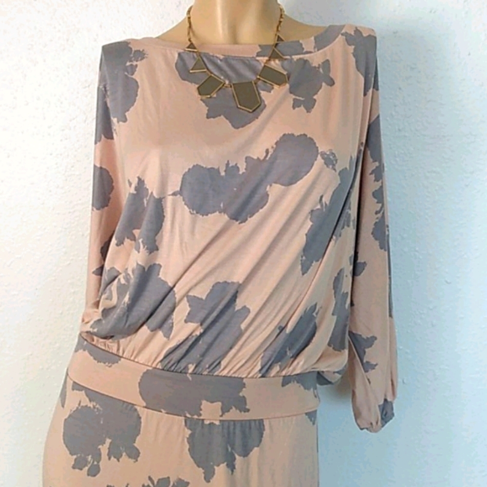 Boatneck dropwaist 3/4 dolman sleeve dress